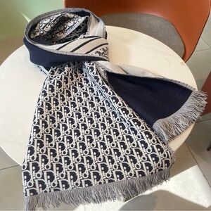 Fendi Navy and White Logo Scarf